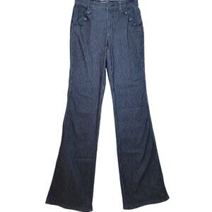 Blue Pinstripe Wit & Wisdom Skyhigh Flare Leg Jeans Size 4